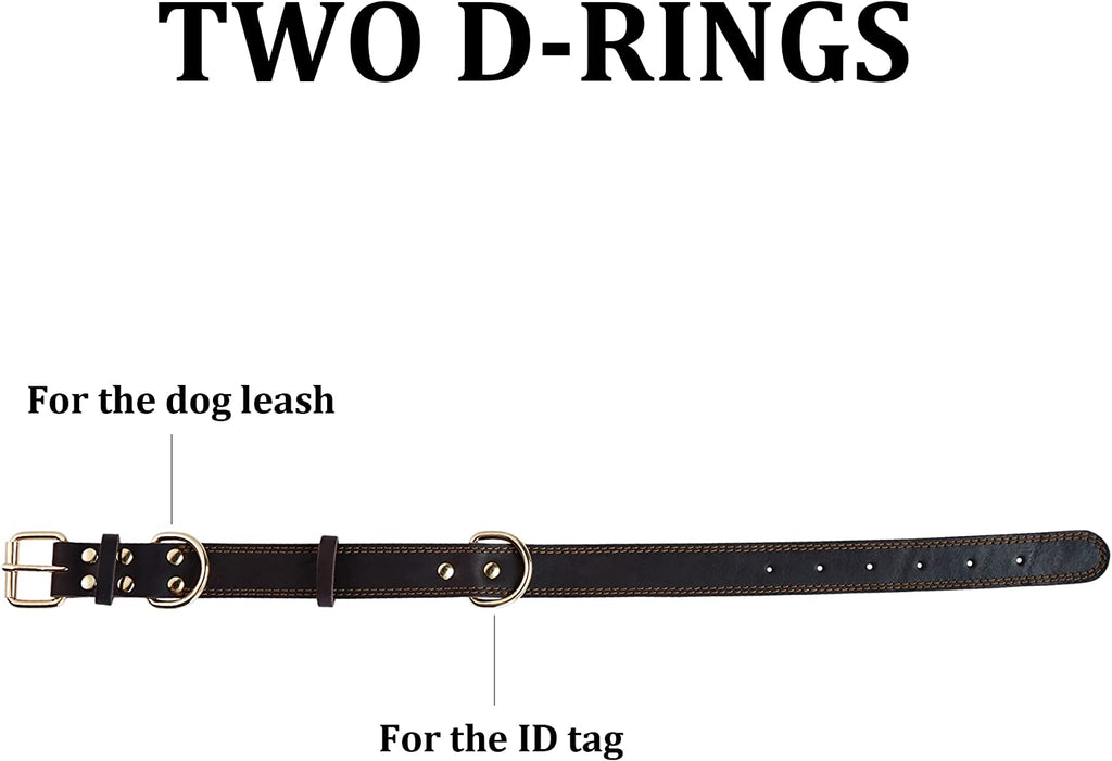 Leather Dog Collar Genuine Cute for Small Dogs(S:0.8" Wide 13.4-15.8" Neck) | All-Day Comfort for Daily Walks and Outdoor Trips, Sturdy Metal Buckle for Long-Term Use, D-Ring for Leash, Easy Clean